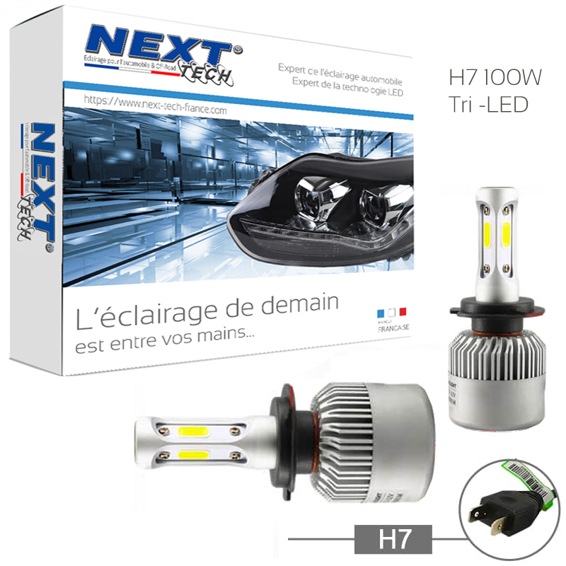 Chemini 2Pcs Ampoule H7 LED 100W Voiture Feux de route Feux de