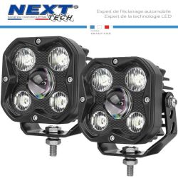 Feux LED carré pour moto 12V-36V 50W haut de gamme double faisceaux 5D