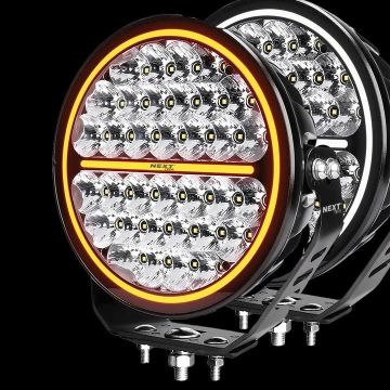 Lot De 2 Phares De Travail LED Ronds - 12V/24V - Blanc Et Orange - 1500 Lumens - Neuf