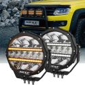 feux LED avec veilleuses blanc et orange pour camion et 4x4